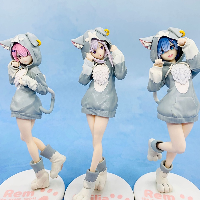 Ready Stocks Re Life In A Different World From Zero Gambar Anime Rem Ram Emilia Mainan Model Jas Kucing Abu Lucu