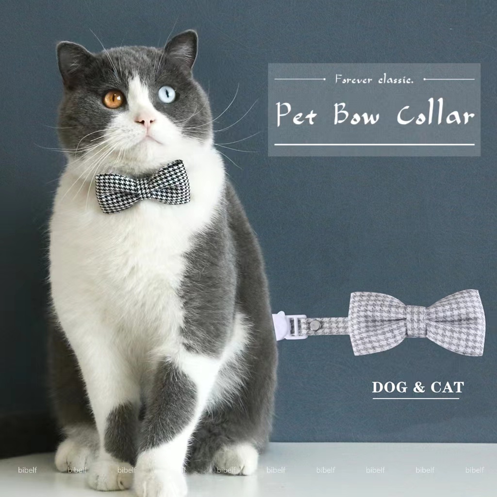 Dasi Kupu-Kupu Peliharaan Kerah Kucing Anjing Gaya Inggris gentleman houndstooth plaid bow tie anti-Sedak Kerah Yang Dapat Disesuaikan Aksesoris Pernikahan Hewan Peliharaan