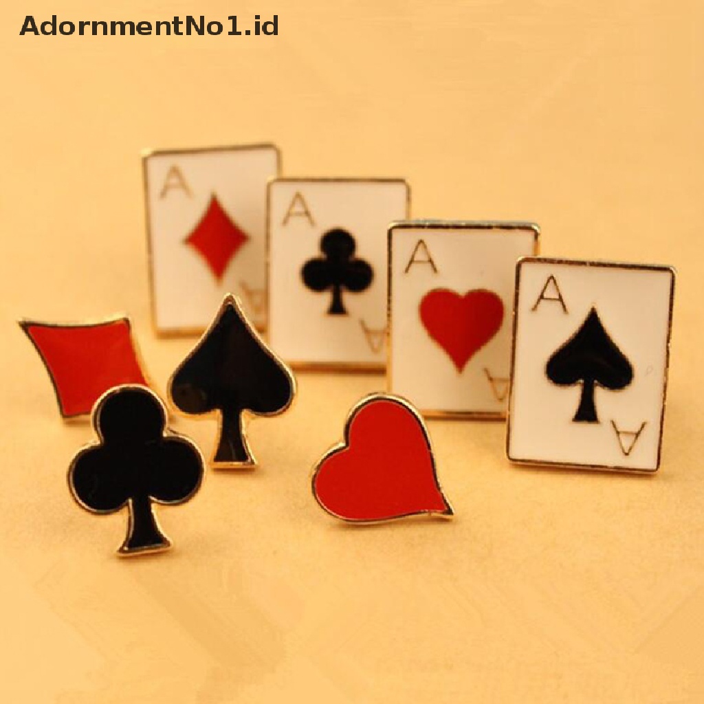 [AdornmentNo1] 4/8pcs Enamel Poker Bros Kecil Poker Manset Pin Kerah Lencana Perhiasan [ID]