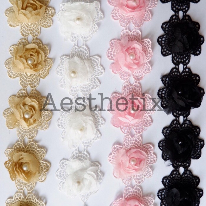 Terlaris 5Pcs Bunga Bordir Renda Bordir Embroidery Aplikasi Tempel Ply 008