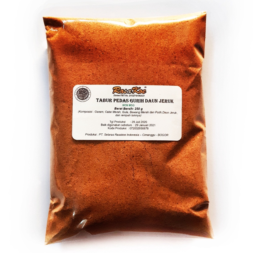 

Bumbu Tabur Pedas Gurih Daun Jeruk 250 gram Non MSG Rasakoe bumbudapurbintang