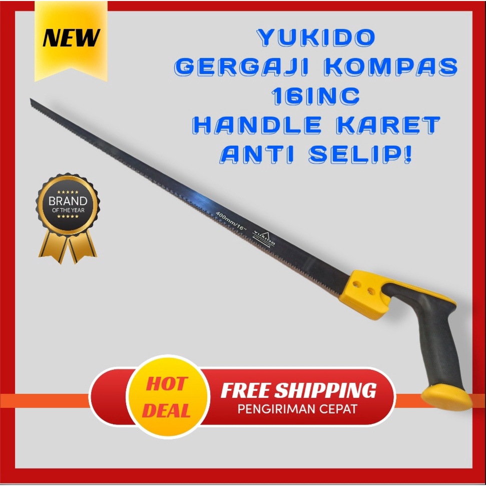 Yukido  Gergaji Kayu 16 inch - Hand Compass Saw Teflon 400mm Gagang Karet