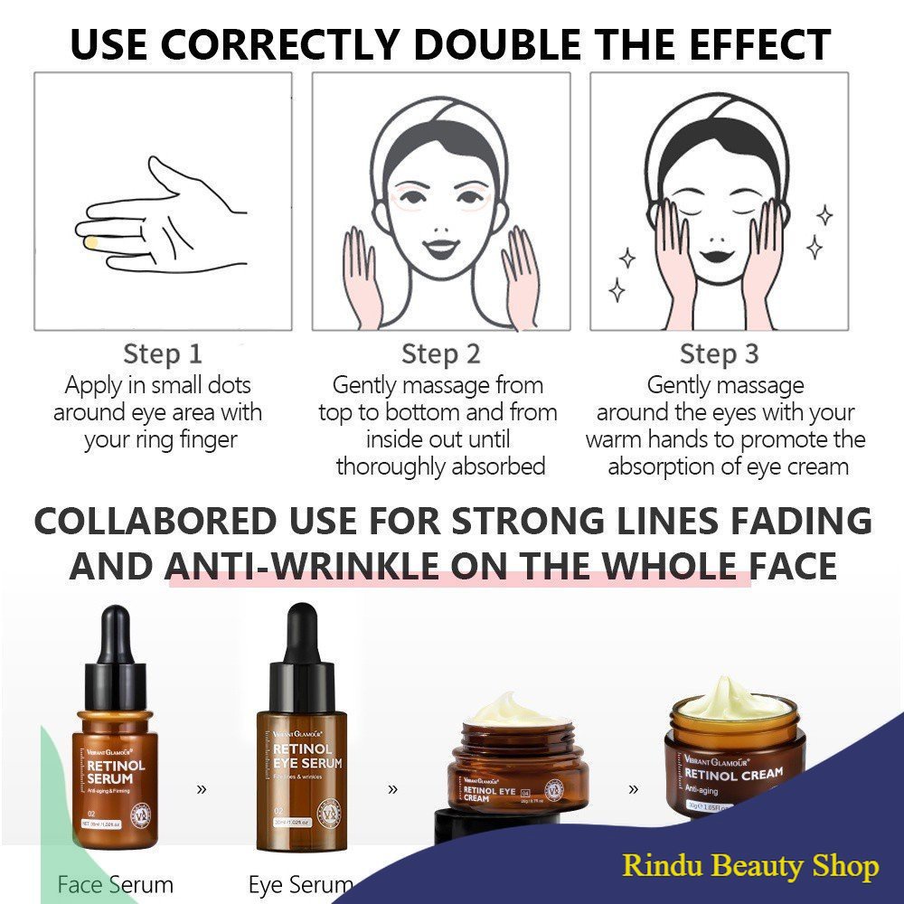 RBS PAKET VIBRANT GLAMOUR  [BPOM] Retinol Eye Cream + Eye Serum Set Serum Mata Dengan Kandungan Reti