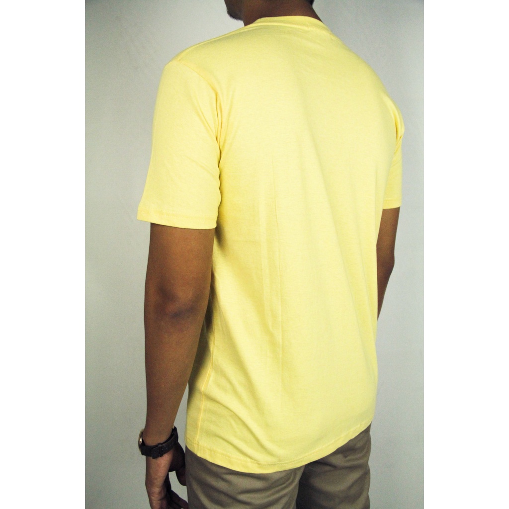 COD | Kaos Oblong Pria Lengan Pendek COLE Regular Fit Kuning Cotton Stretch 08