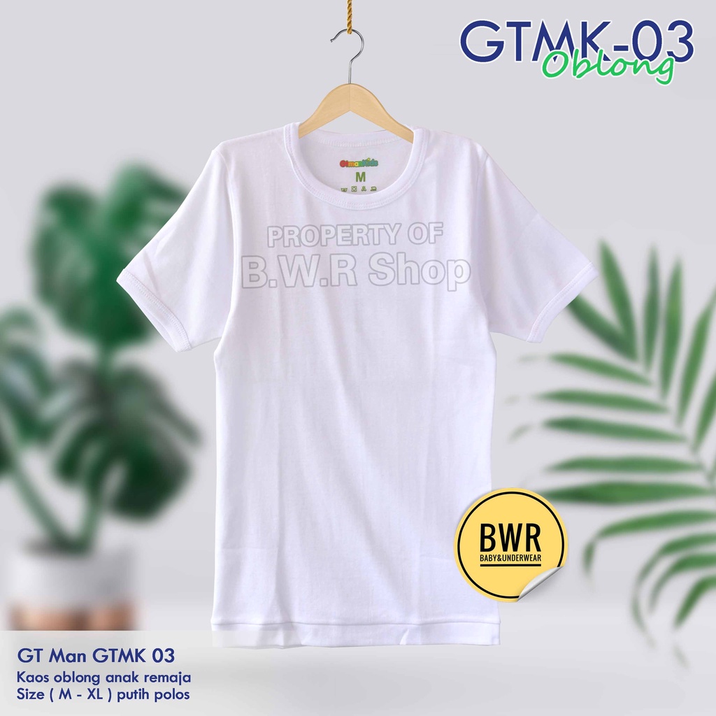 Kaos Oblong Anak GT Man Kids GTMK 03 PUTIH / Kaos Dalam Anak Laki Laki | Bwr