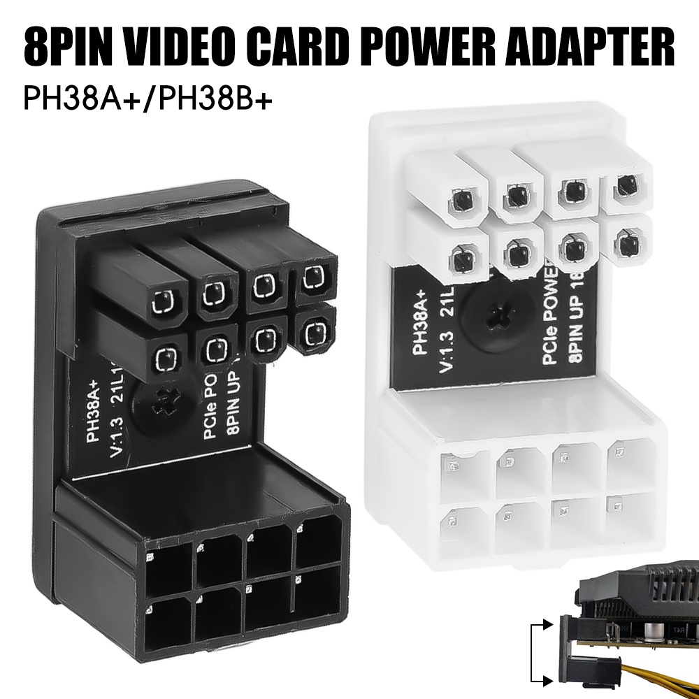 180° Konektor Pembalik Siku Aksesoris Komputer 8PIN Video Card Power Adapter Power Supply Connector Anti-aging GPU Steering Connector Untuk Desktop Graphics Video Card GPU