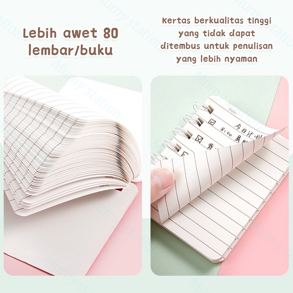 Mumystation Notebook Mini Ring 60Lembar/Buku Catatan A7 Buku Tulis Ring
