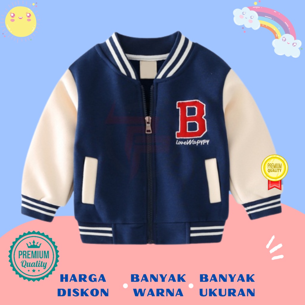 Jaket Jacket Varsity Anak Remaja Laki Laki Perempuan Baseball Baseball Umur 1 2 3 4 5 6 7 8 9 10 11 