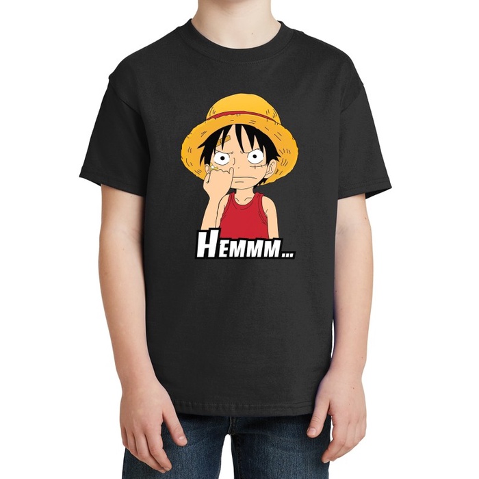 Kaos Baju T Shirt Anak Cowok Laki Anime Cartoon One Piece Luffi Hemmm - @Stiker x8pack