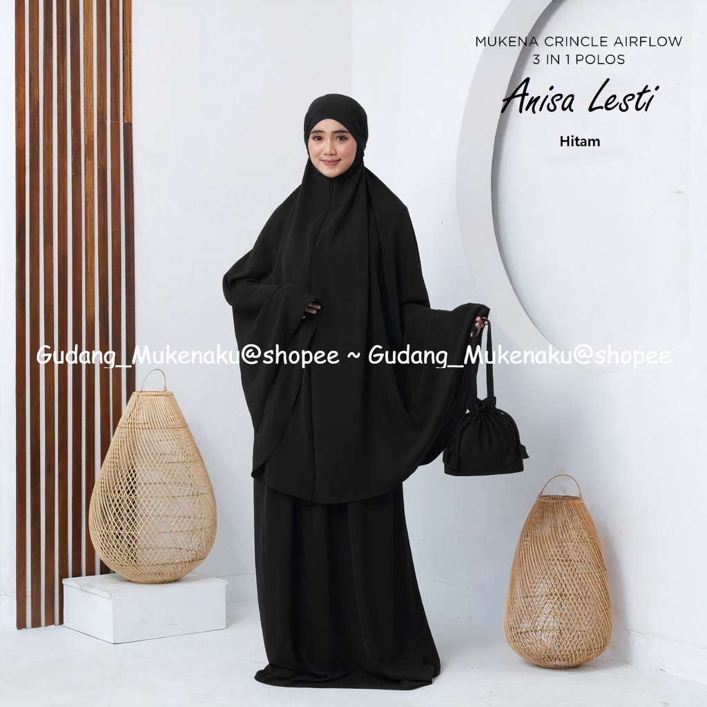 Gudang_mukenaku Mukena Dewasa Anisa Lesti Travel 3 in 1 Bahan Crinkle Airflow Terbaru Premium Termurah Bisa Bayar Ditempat Tujuan COD