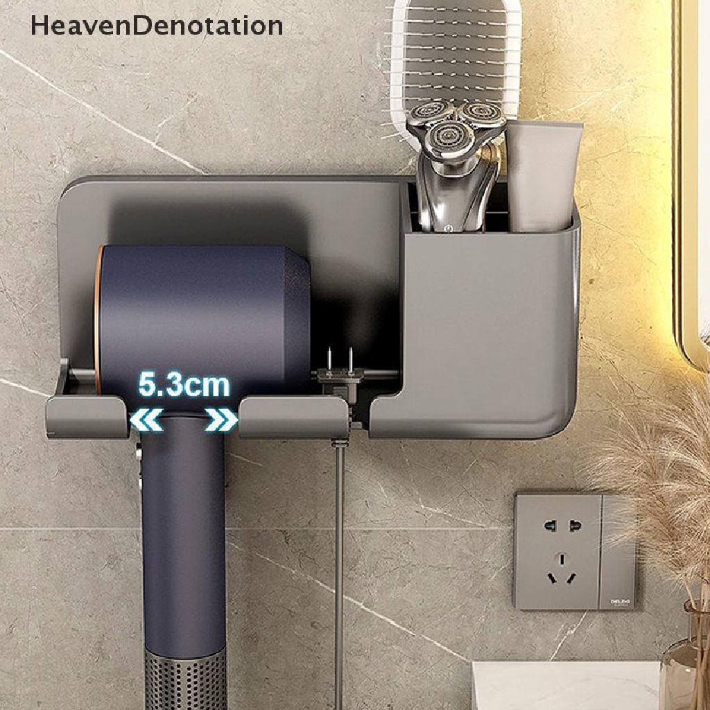 [HeavenDenotation] Tempat Pengering Rambut Tempel Dinding Untuk Rak Kamar Mandi Tanpa Bor stand Pengering Rambut Plastik Bathroom Organizer HDV