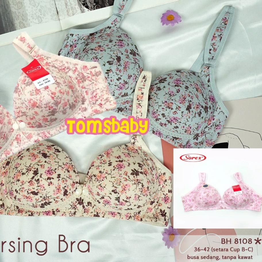 12.12 Brand SOREX 8108 Bra Menyusui Kancing Depan TANPA Kawat ADA Busa Kait 3 grosir