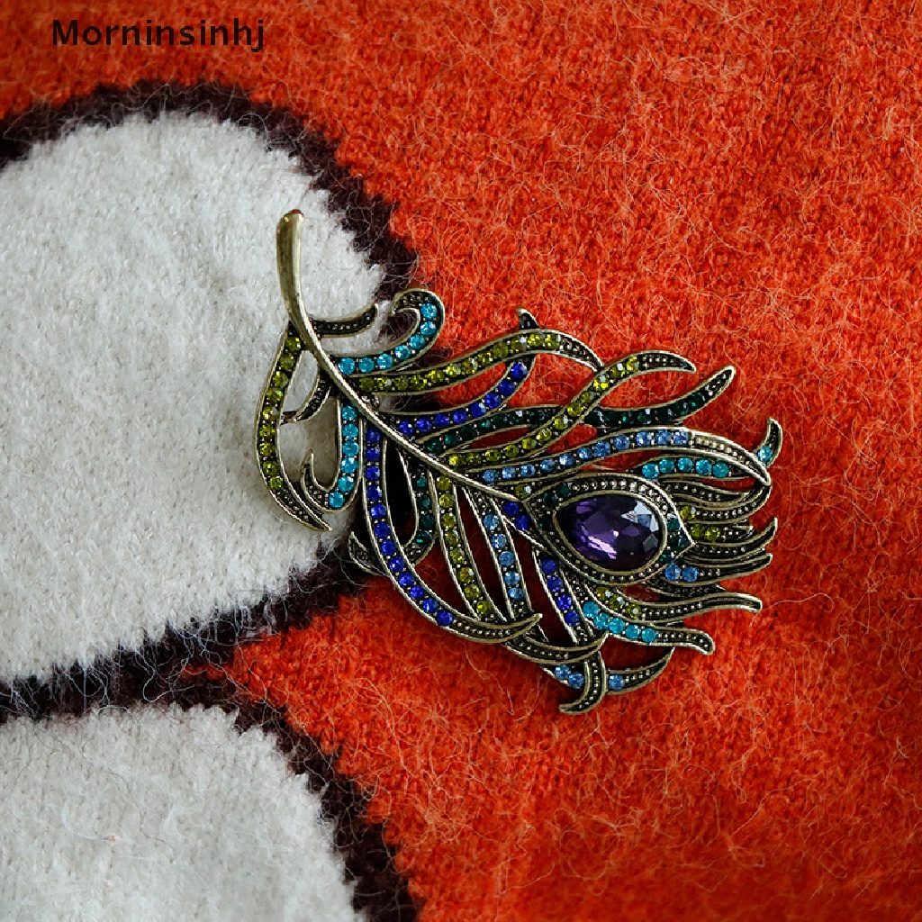 Mornin Bros Bulu Merak Kristal Enamel Pin Bros Dalam Aksesoris Pernikahan id