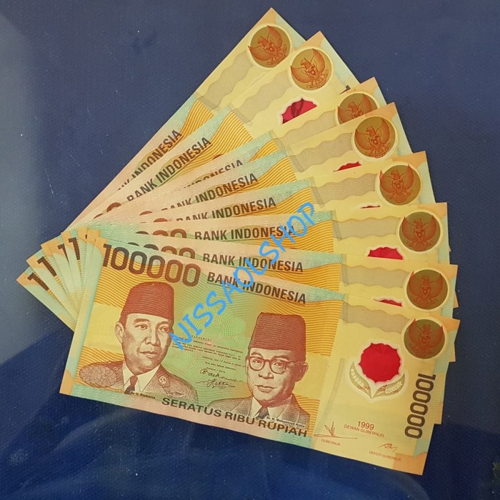 UANG KUNO 100RB POLIMER TH 1999 KONDISI GRES BARU