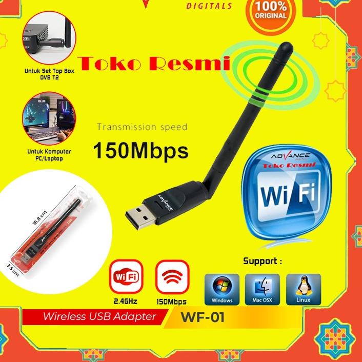 ♢ [Produk Resmi] Advance Usb WiFi Dongle WF-01 Untuk Set Top Box DVB T2 Penangkap Internet Transmiss