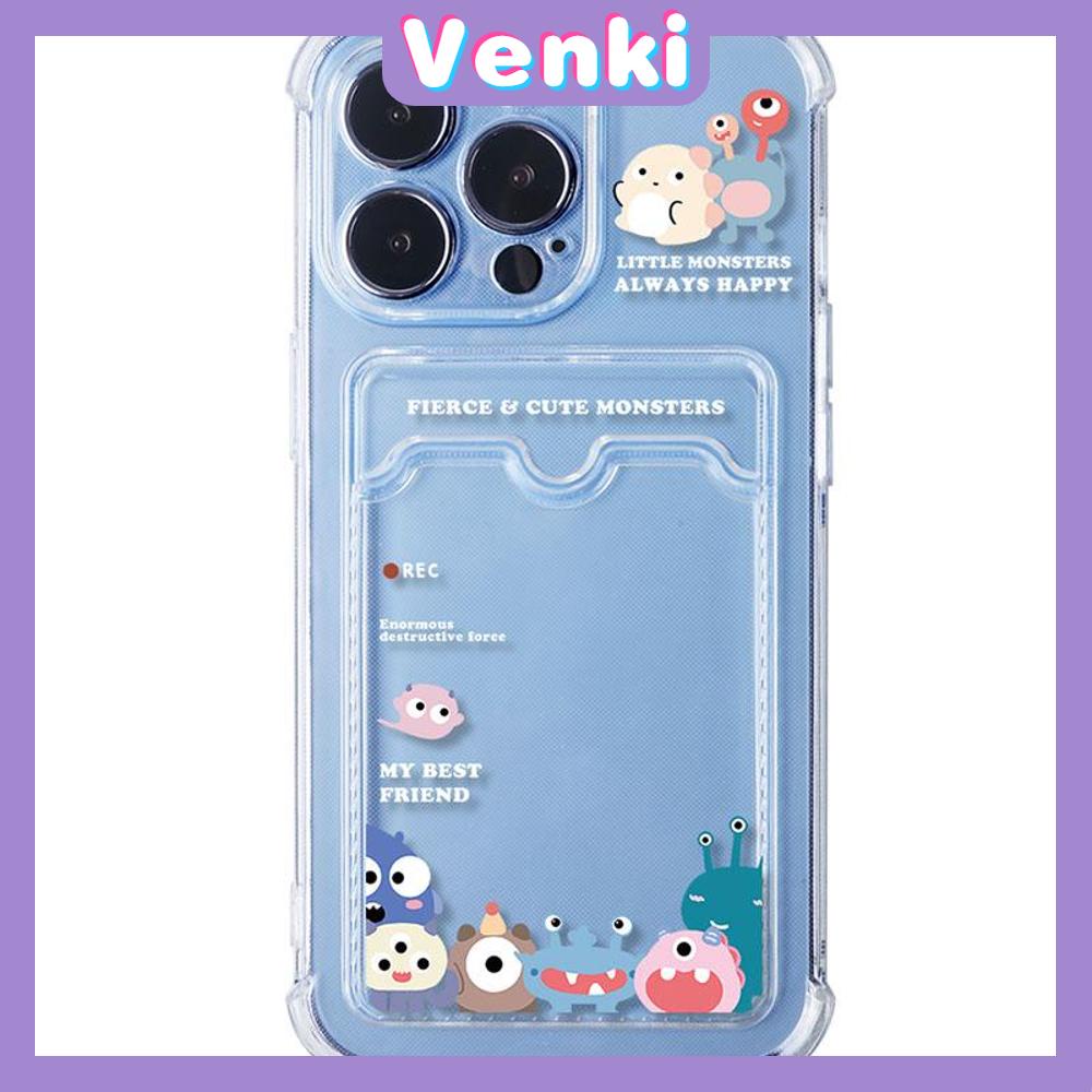 For iPhone 14 Pro Max Clear Card Storage Card Holder Case Cute Cartoon Monsters Camera Protection Shockproof For iPhone 14 13 12 11 Plus Pro Max 7 Plus X XR