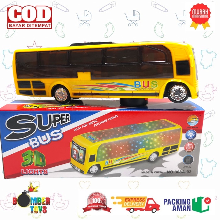 MAINAN ANAK BUS BIG KENDARAAN BIS MOBIL POLISI LAMPU BUMP GO 3d MUSIK