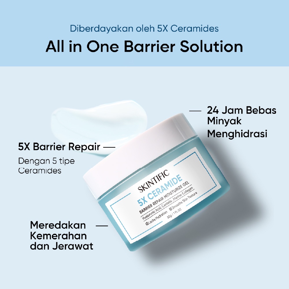 2PCS SKINTIFIC 5X Ceramide Barrier improve Moisture Gel 30g Skintific Moisturizer Face Cream pelembab wajah Day Night Cream Krim Wajah Facial Cream ORI