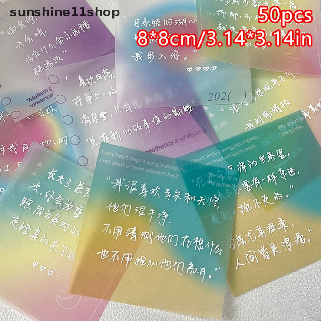 Sho 50pcs Cute Novelty Gradient Color Transparan Lengket Indeks Tab Penanda Halaman Bookmark Halaman Stiker Untuk Perlengkapan Kantor Sekolah Alat Tulis N