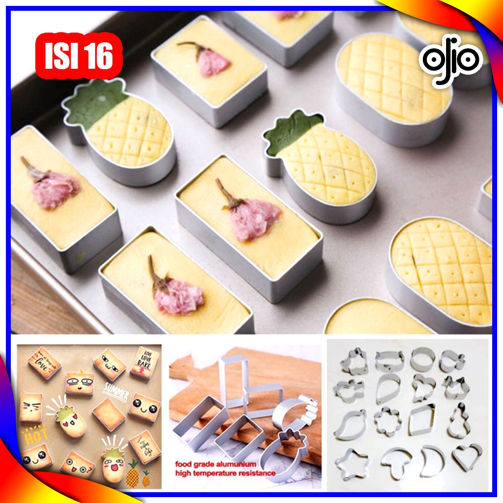 OJIO - Cetakan Kue Kacang Cookie Cutter Kue Kering Karakter Praktis - 1 Set Isi 16 Pcs Cetakan Kue K
