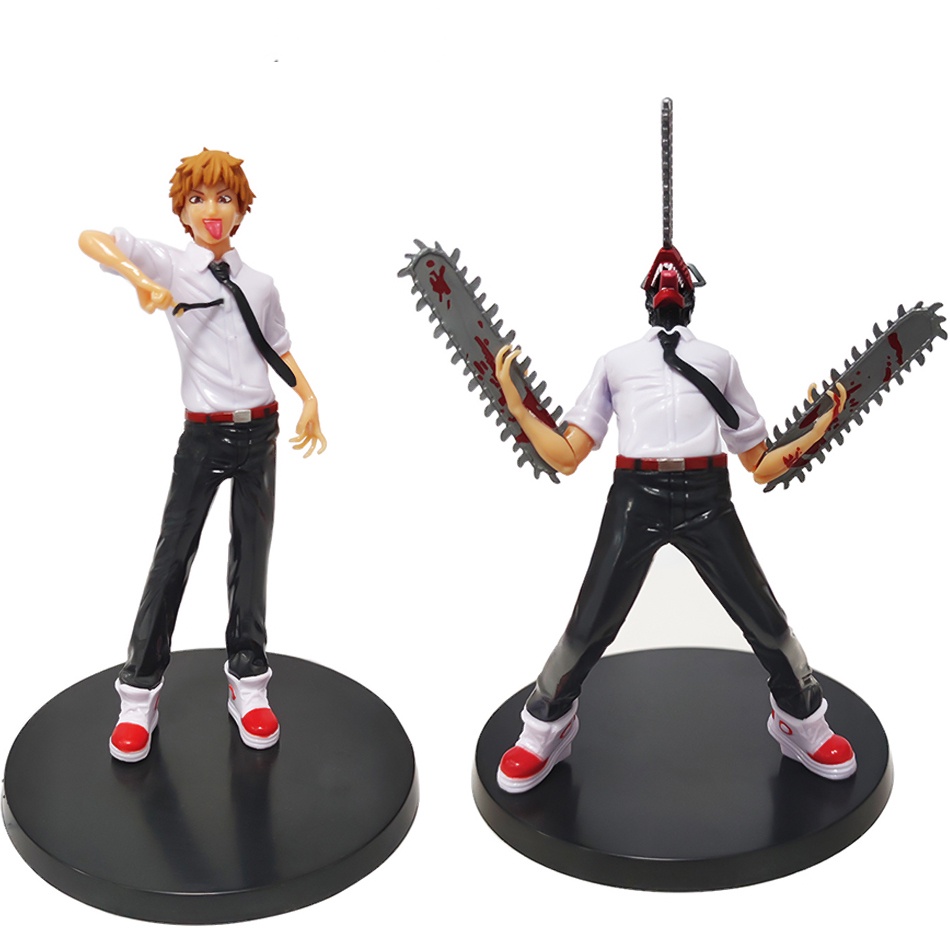 Hot Anime Chainsaw Man Denji Pochita Figure Gergaji PVC Model Helm Mainan Anak Laki-Laki Koleksi Ornamen