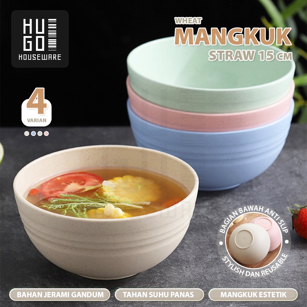 HUGO Mangkuk Jerami Wheat Straw Bowl Mangkok Sup Plastik Microwaveable