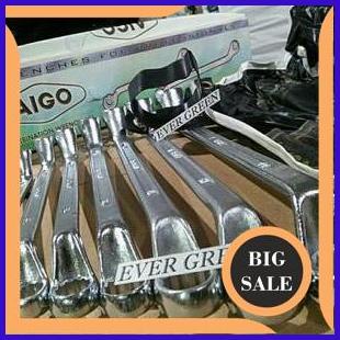 perkakas Kunci Ring Set 8 pcs AIGO Chrome Vanadium Material - Double Offset Ring pas Spann