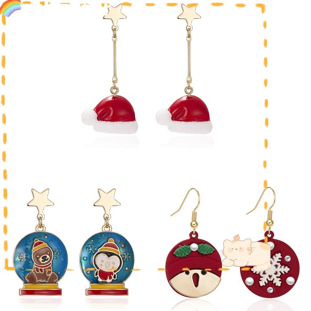 Anting SOLIGHTER Panas Santa Claus Simplicity Asimetris