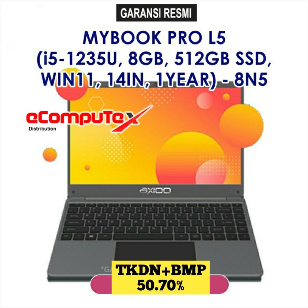 LAPTOP AXIOO MYBOOK PRO L5 (8N5) i5 8GB 512GB 14&quot;FHD IPS TKDN GARANSI RESMI