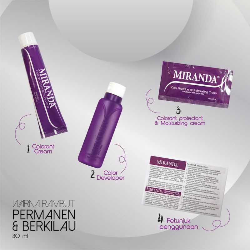 MIRANDA Hair Color Pewarna Rambut Miranda 30 gr MC1 MC2 MC3 MC4 MC5 MC6 MC7 MC8 MC9 MC10 MC11 MC12 MC13 MC14 MC15 MC16 MC18 MC 19