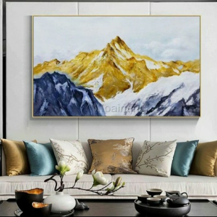 Lukisan dinding kanvas gunung emas modern simple lukisan dinding kanvas minimalis modern dekorasi ru