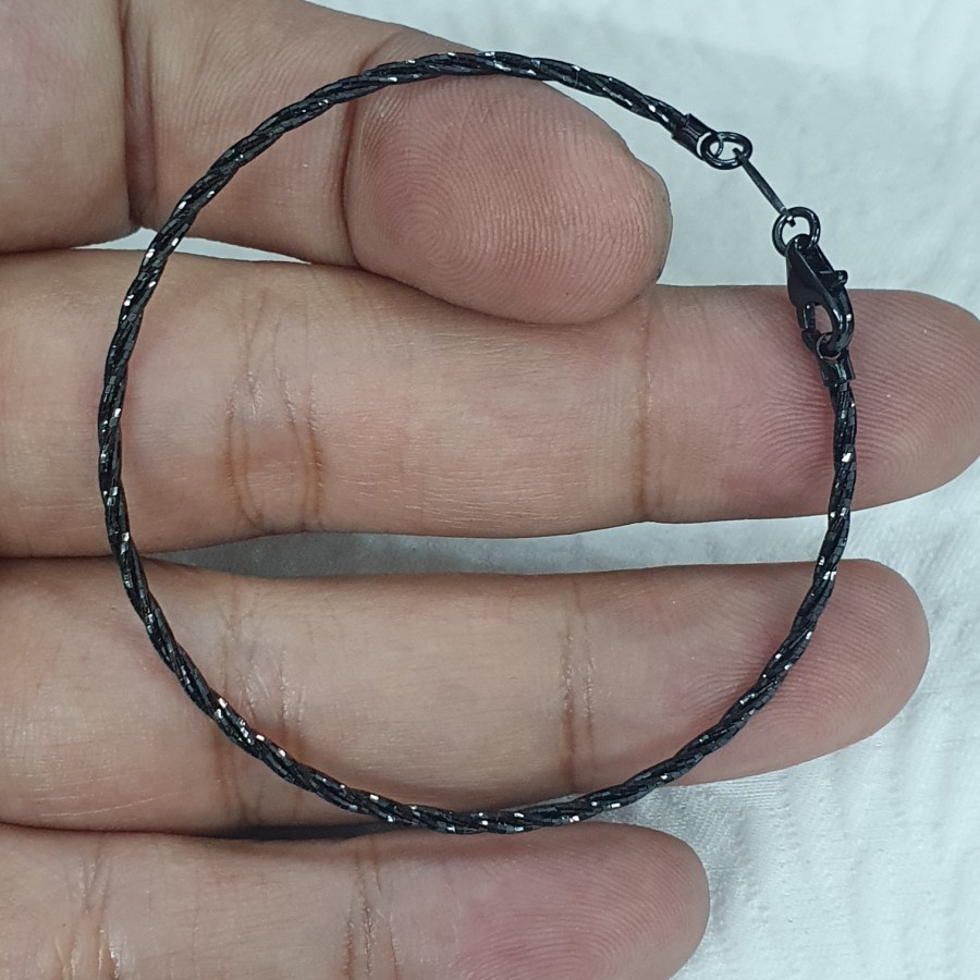 gelang eleztra pro italy kepang black gold emas 75% 750 75 % 17k