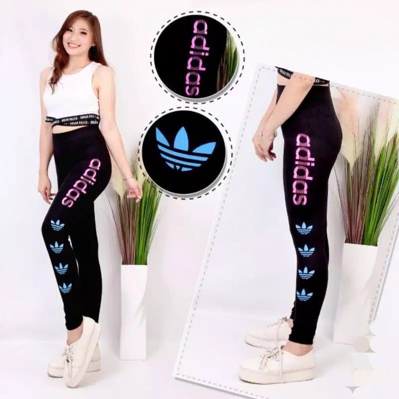 LEGGING IMPORT PANJANG SABLON ADIDAS / LEGGING IMPORT TEBAL MOTIF