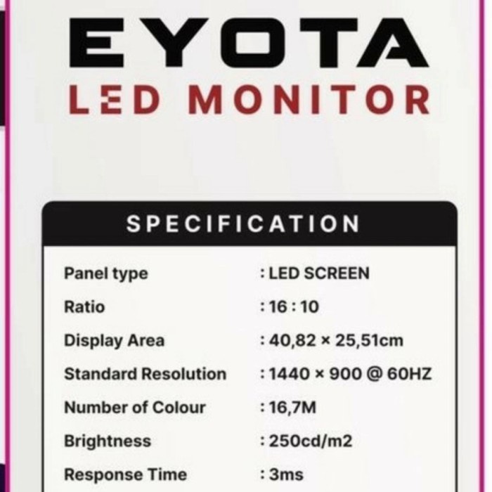 Monitor Eyota 19 Inch / Monitor 19&quot; / LED 19&quot; / LCD 19&quot;