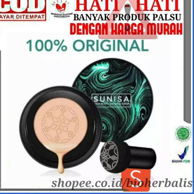 ➽ [ORI] SUNISA MUSHROOM HEAD AIR CUSHION CC/BB Cream ORIGINAL 100% + Kuas Kabuki ℮