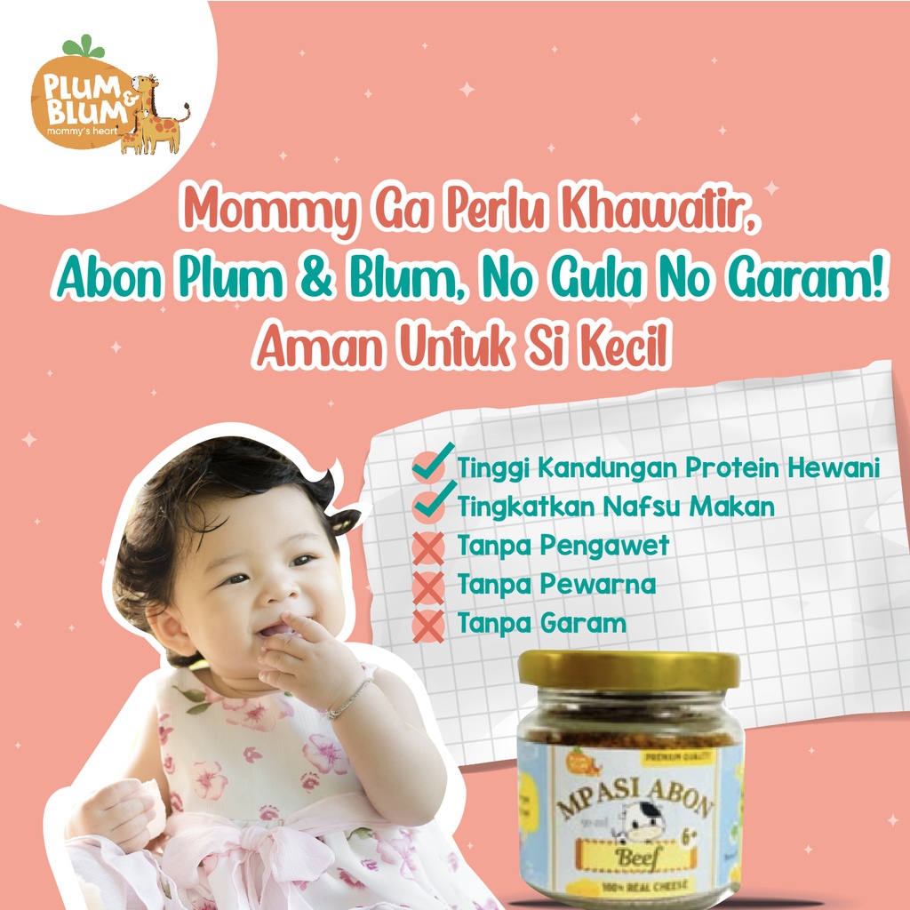 Abon Mpasi Bayi Plum &amp; Blum Cheese BB Booster Sapi Ayam Ikan No MSG - 50 gram