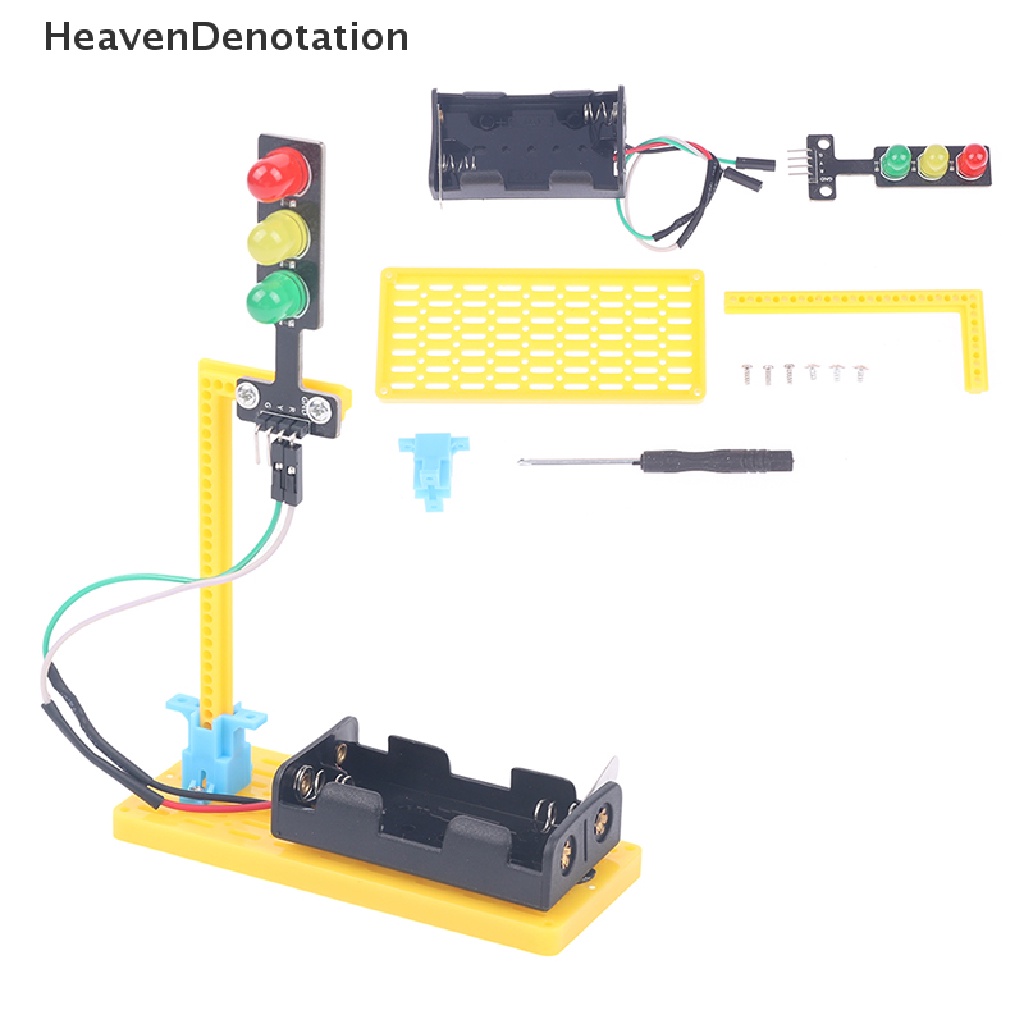 [HeavenDenotation] Percobaan Sains Anak-Anak Mini Untuk Anak Laki-Laki Mainan DIY Lampu Lalu Lintas Led HDV