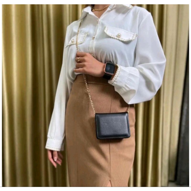 dompet tika wanita/elegan trendy viral dilengkapi dengan tali rantai