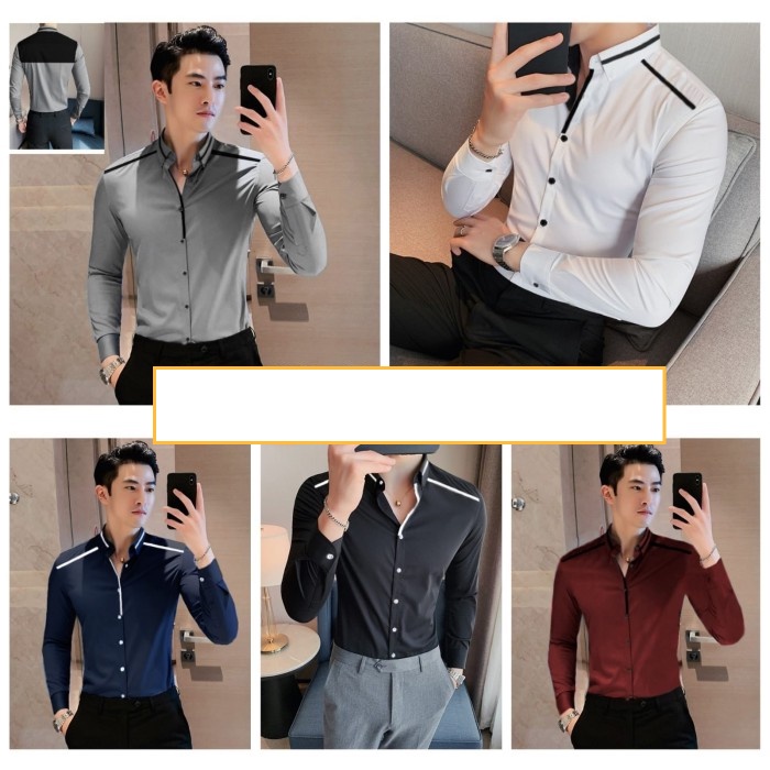 Kemeja Pria Lengan Panjang Style Korea Atasan DONWU