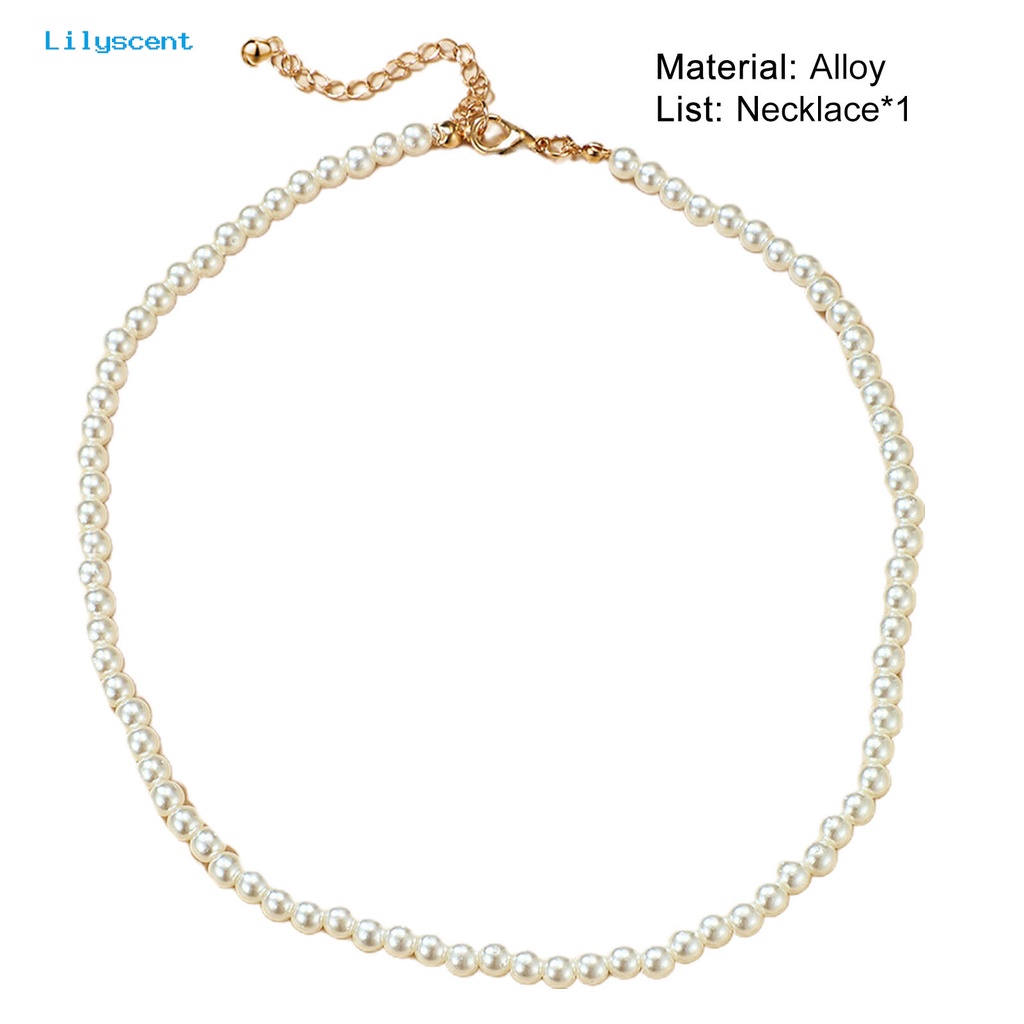 [LS] Kalung Choker Pendek Bulat Wanitafaux Mutiara Putih Alloy Untuk Pesta