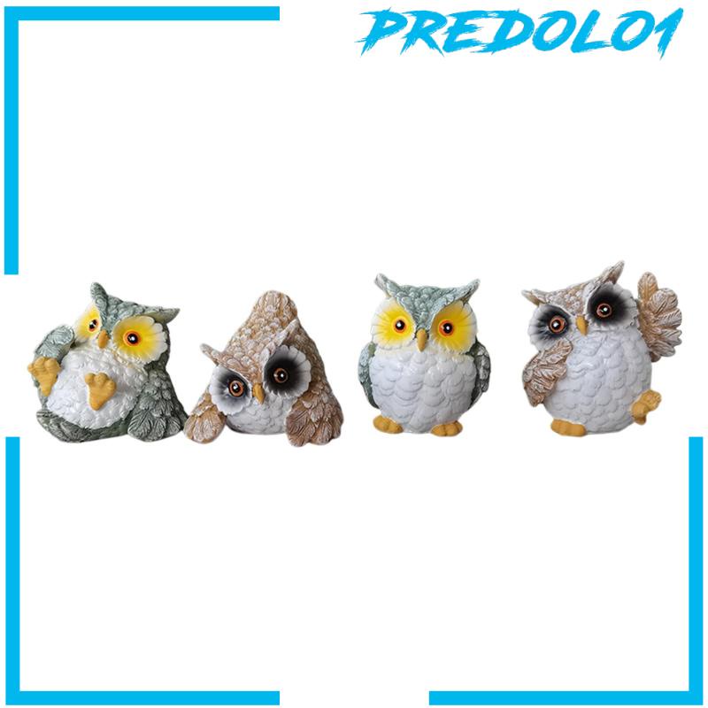 [Predolo1] 4pcs Patung Burung Hantu Resin Patung Hias Realistis Untuk Ornamen Rumah