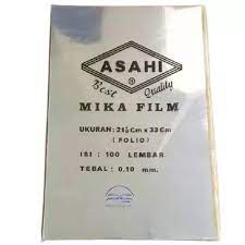 

Plastik Mika Mica Film Ukuran Folio F4 Asahi Warna Clear Bening