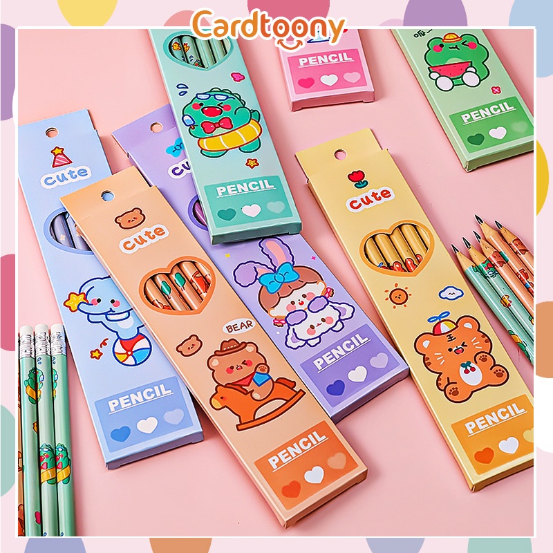 

6 Pcs Pensil HB Lucu Imut Souvenir Kado Bear Rabbit Frog