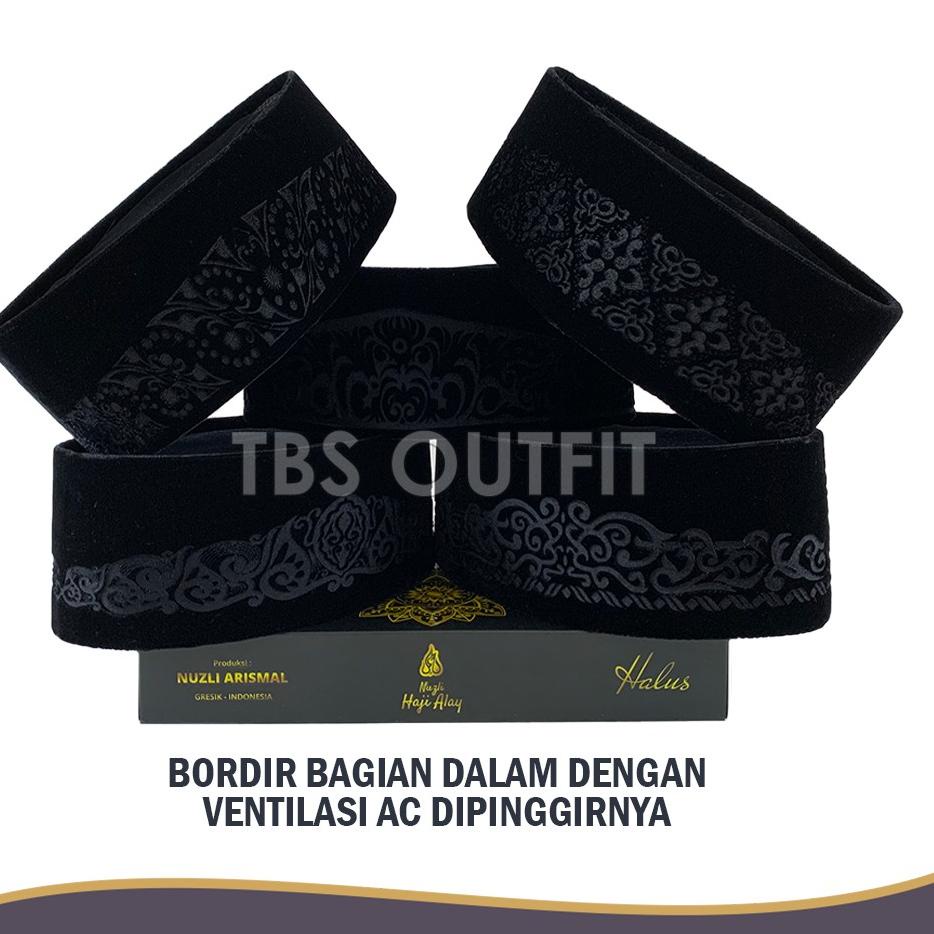 [cod]  Peci Songkok Premium HAJI ALAY LASER Tinggi 9, 10 Peci Hitam Motif AC / Kopeah Beludru Pigeon