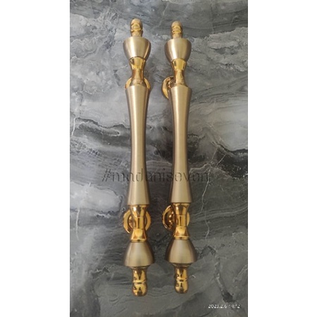 HANDLE PINTU RUMAH / GAGANG PINTU RUMAH MINIMALIS / Handle Pintu Minimalis Kuningan Dahlia  34 gold
