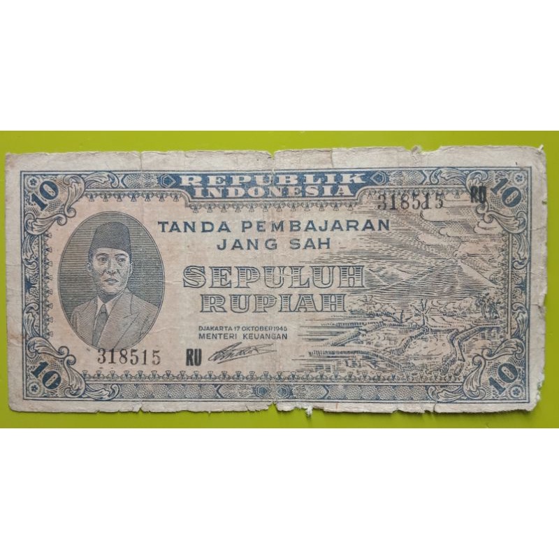 UANGKUNO 10 RUPIAH ORI THN 1945