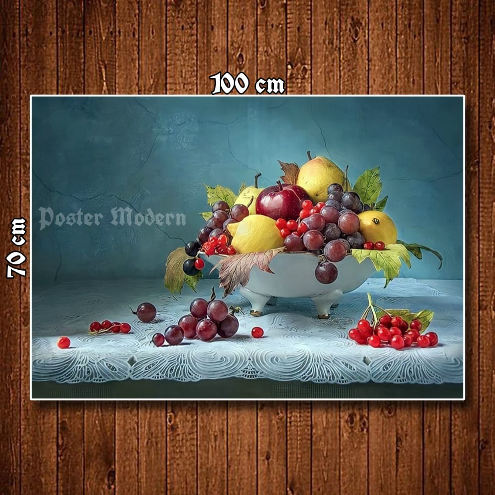 HIASAN DINDING POSTER GAMBAR LUKISAN BUAH BUAHAN UKURAN JUMBO 3D CODE19 BEST SELLER / LUKISAN BUAH D