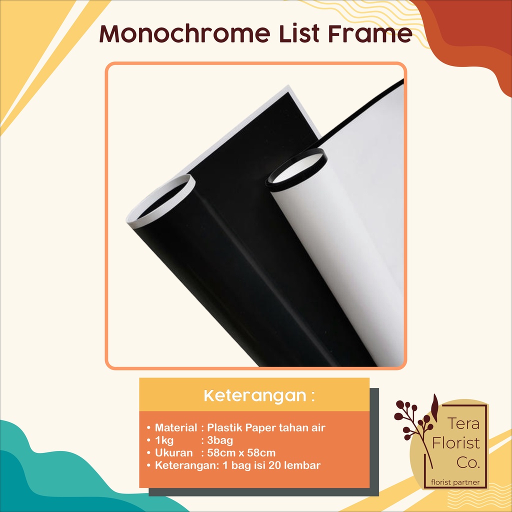 

20 Lembar Cellophane Monochrome List Frame Kertas Bunga Flower Wrapping Kertas Buket Wrap Paper Bungkus Bouquet Waterproof Pembungkus Kado P.HBGZ