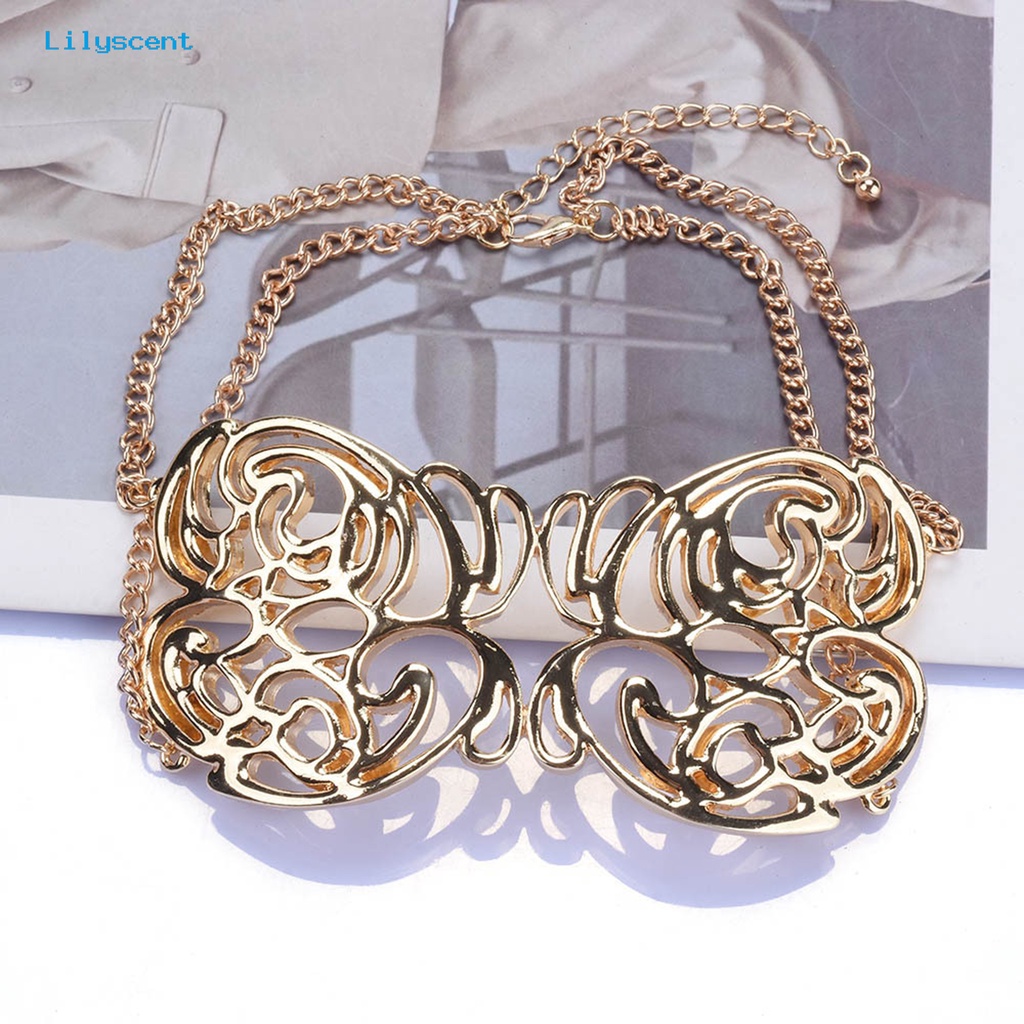 [LS] Kalung Choker Vintage Hip Hop Shiny Letter MORE Butterfly Hias Hadiah Wanita Rantai Logam Kalung Pendek Retro Perhiasan