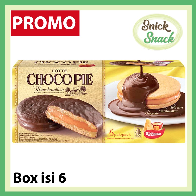 

Lotte Choco pie Marshmallow Keju Richeese Box isi 6s Pai Cheese Marsmallow Lembut Chocopie